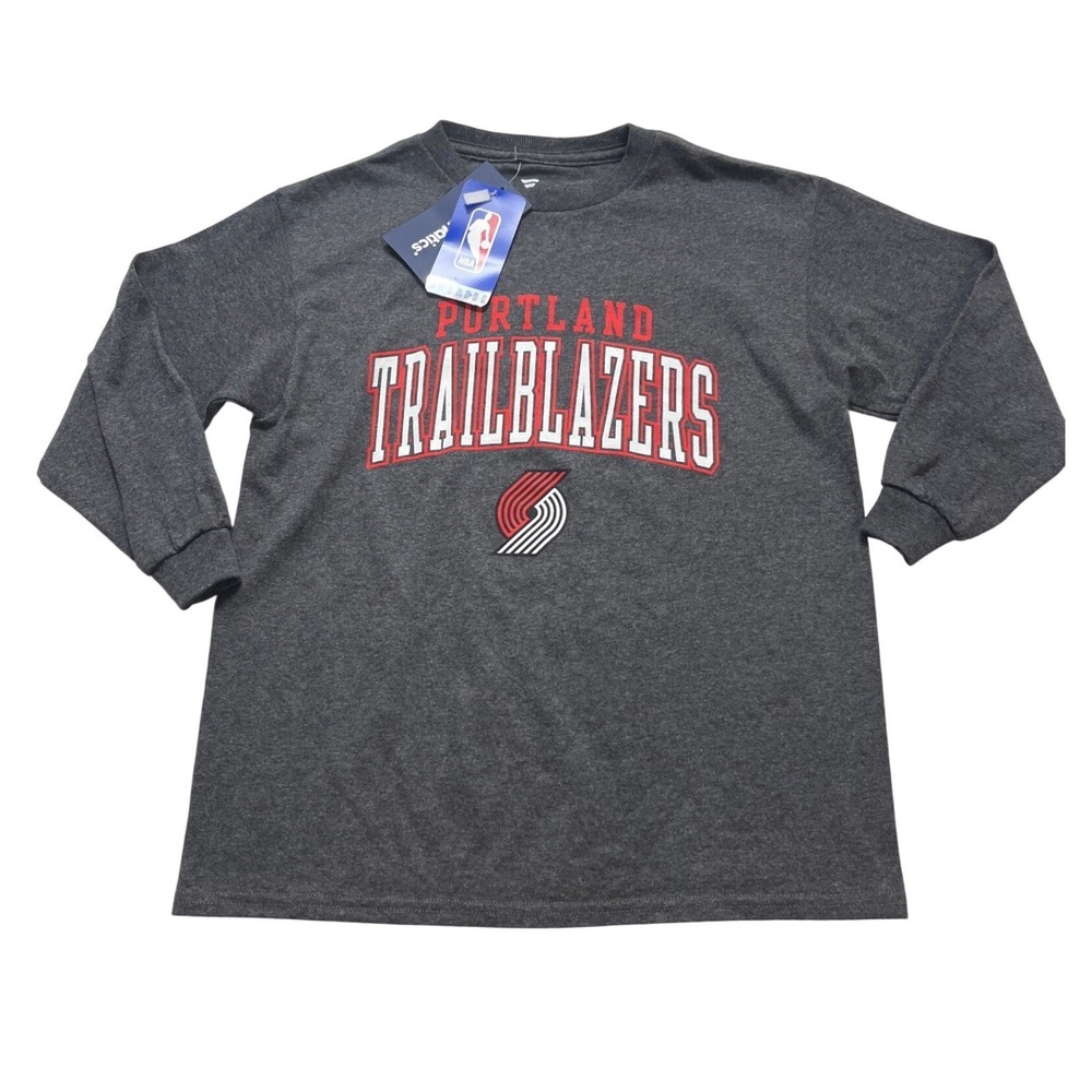 Fanatics Portland Trail Blazers Shirt Kids Small Gray NWT NBA Long Sleeve Tee